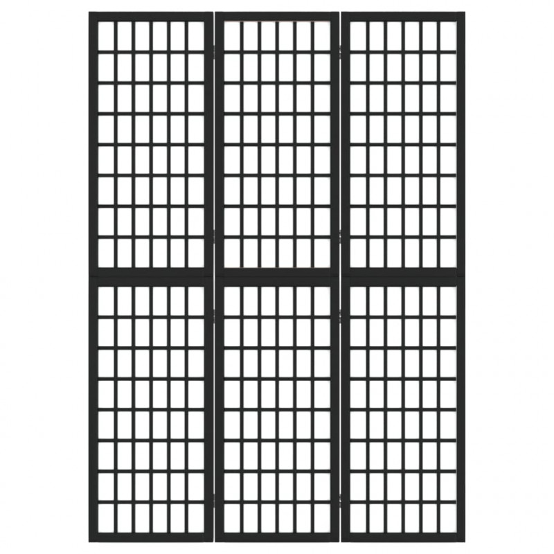 Składany parawan 3-panelowy, styl japoński, 120x170 cm, czarny