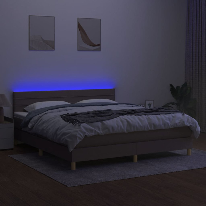 Łóżko kontynentalne z materacem, taupe, 160x200 cm, tkanina
