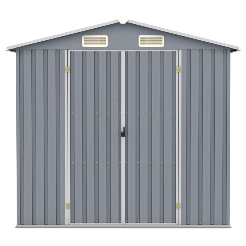 Szopa ogrodowa, szara, 205x129x183 cm, stal galwanizowana
