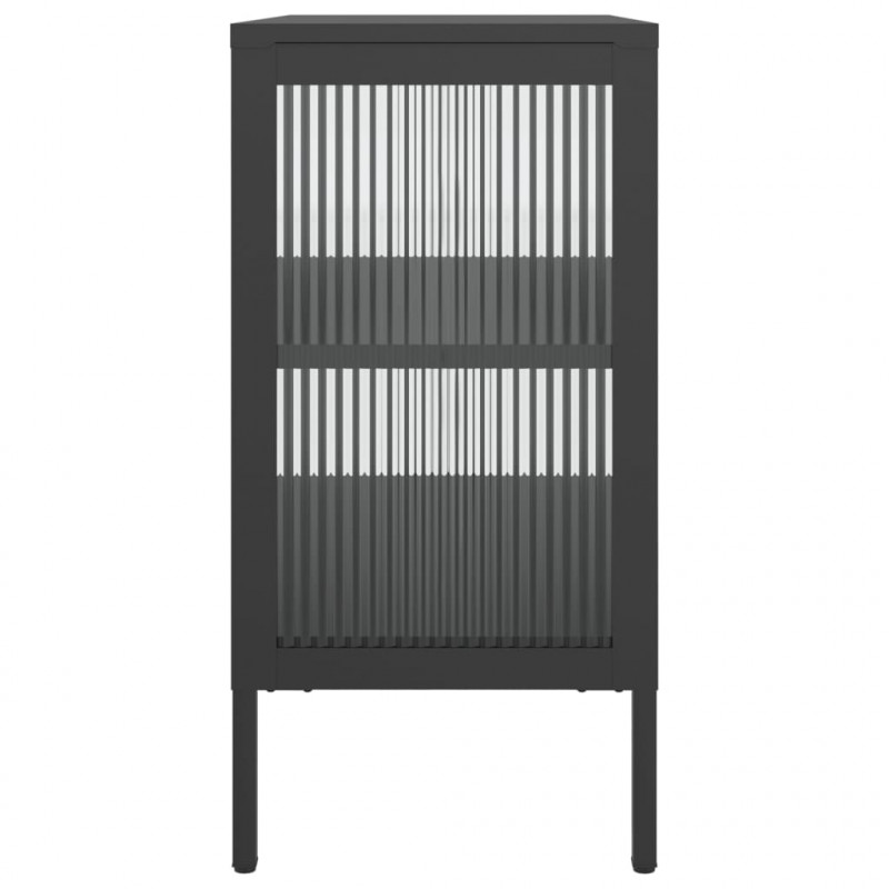 Szafka, czarna, 70x35x70 cm, szkło i stal