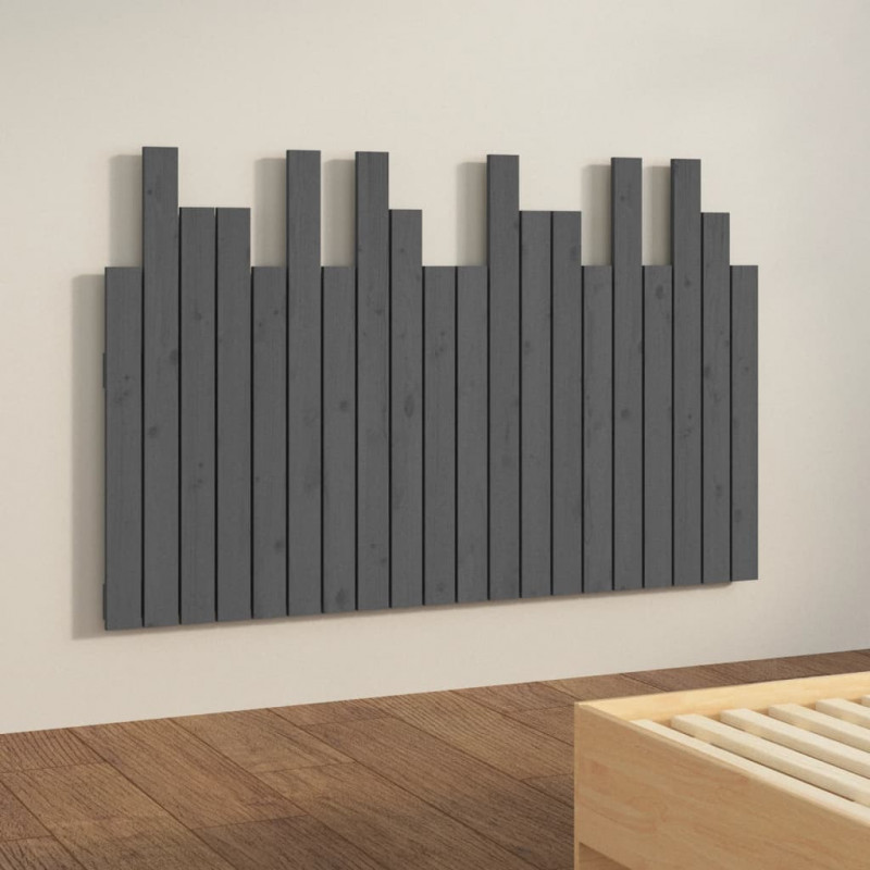 Wezgłowie łóżka, szare, 127,5x3x80 cm, lite drewno sosnowe