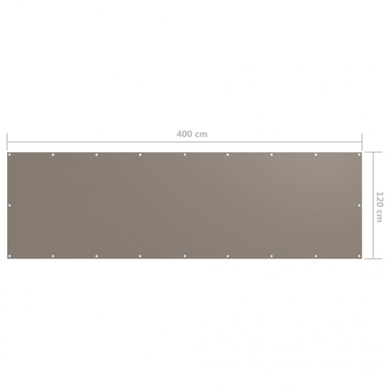 Parawan balkonowy, kolor taupe, 120x400 cm, tkanina Oxford