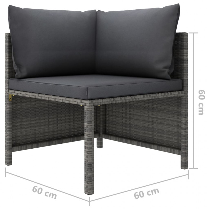 2-częściowa sofa ogrodowa z poduszkami, szara, polirattan