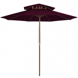 Parasol ogrodowy z dwupoziomową czaszą, bordowy, 270 cm