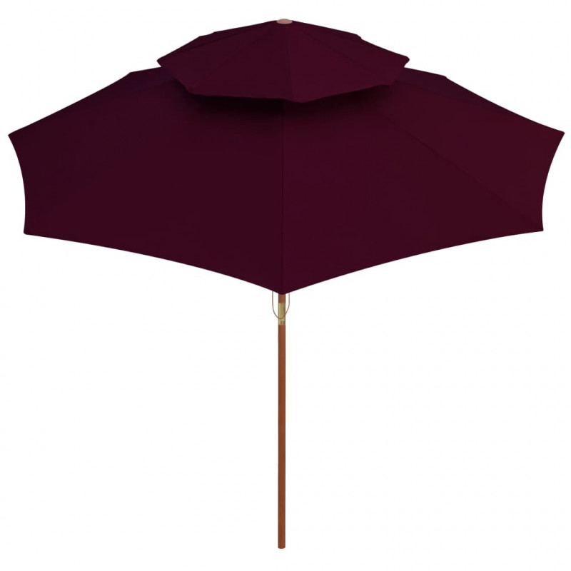 Parasol ogrodowy z dwupoziomową czaszą, bordowy, 270 cm