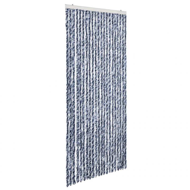 Zasłona przeciwko owadom, niebiesko-biała, 90x200 cm, szenil