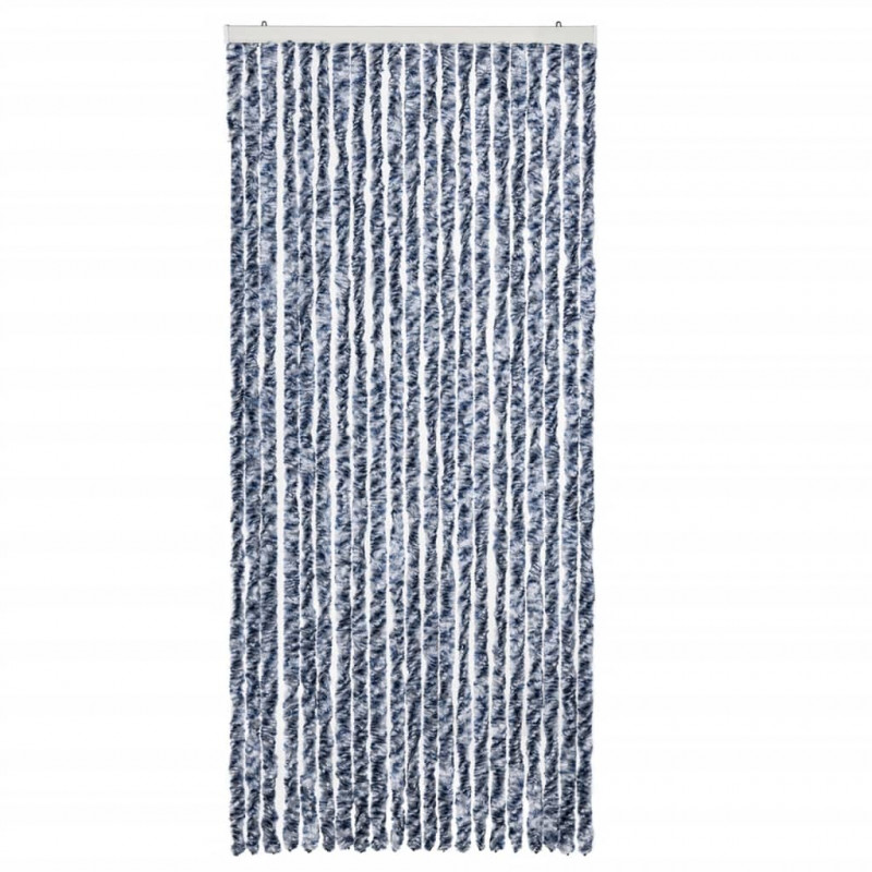 Zasłona przeciwko owadom, niebiesko-biała, 90x200 cm, szenil