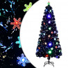 Choinka ze śnieżynkami LED, czarna, 210 cm, światłowodowa