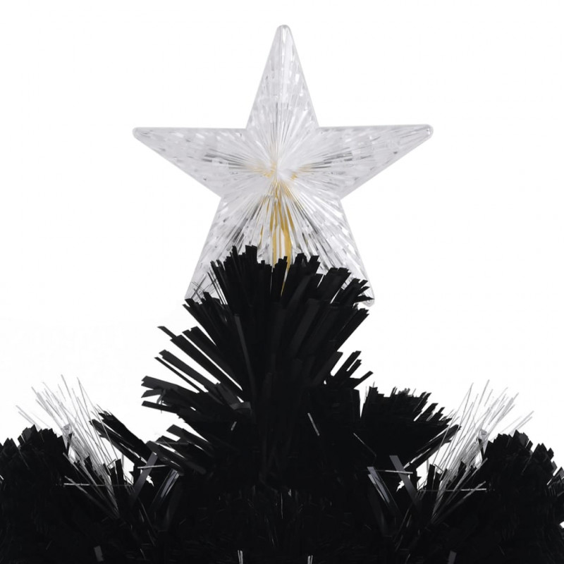 Choinka ze śnieżynkami LED, czarna, 210 cm, światłowodowa