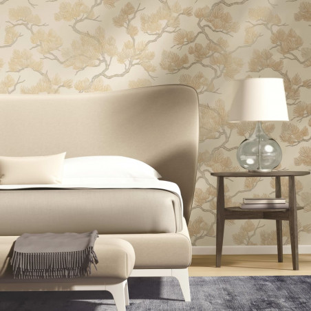 DUTCH WALLCOVERINGS Tapeta z motywem sosny, kremowa