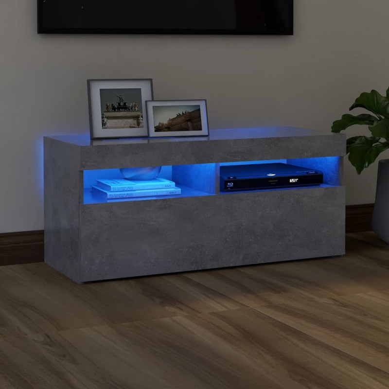Szafka pod TV z oświetleniem LED, szarość betonu, 90x35x40 cm