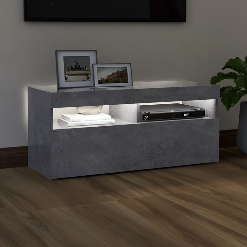 Szafka pod TV z oświetleniem LED, szarość betonu, 90x35x40 cm