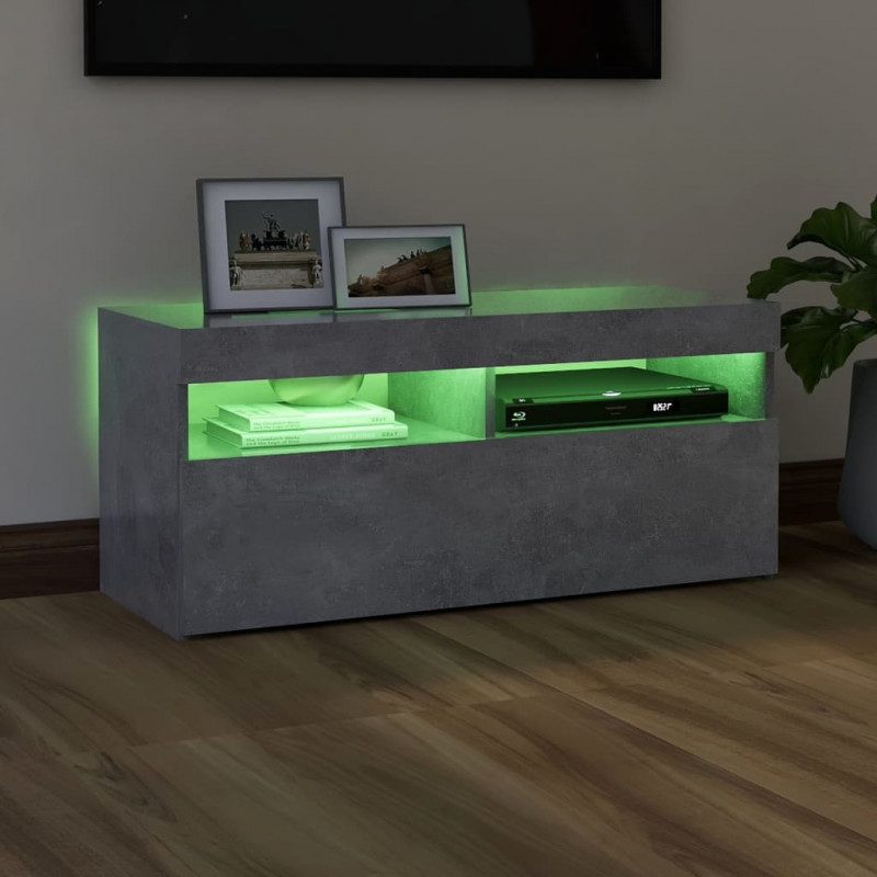 Szafka pod TV z oświetleniem LED, szarość betonu, 90x35x40 cm