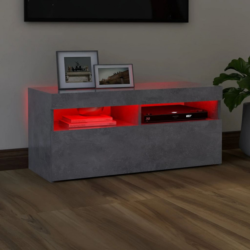 Szafka pod TV z oświetleniem LED, szarość betonu, 90x35x40 cm
