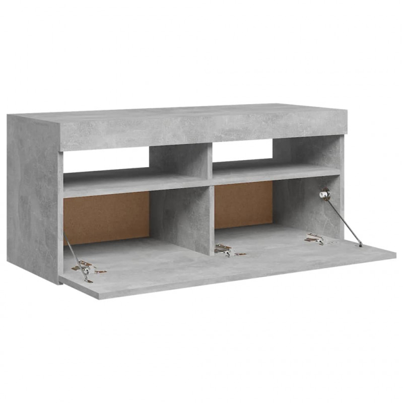 Szafka pod TV z oświetleniem LED, szarość betonu, 90x35x40 cm