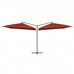 Podwójny parasol na stalowym słupku, 250 x 250 cm, terakota