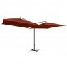 Podwójny parasol na stalowym słupku, 250 x 250 cm, terakota