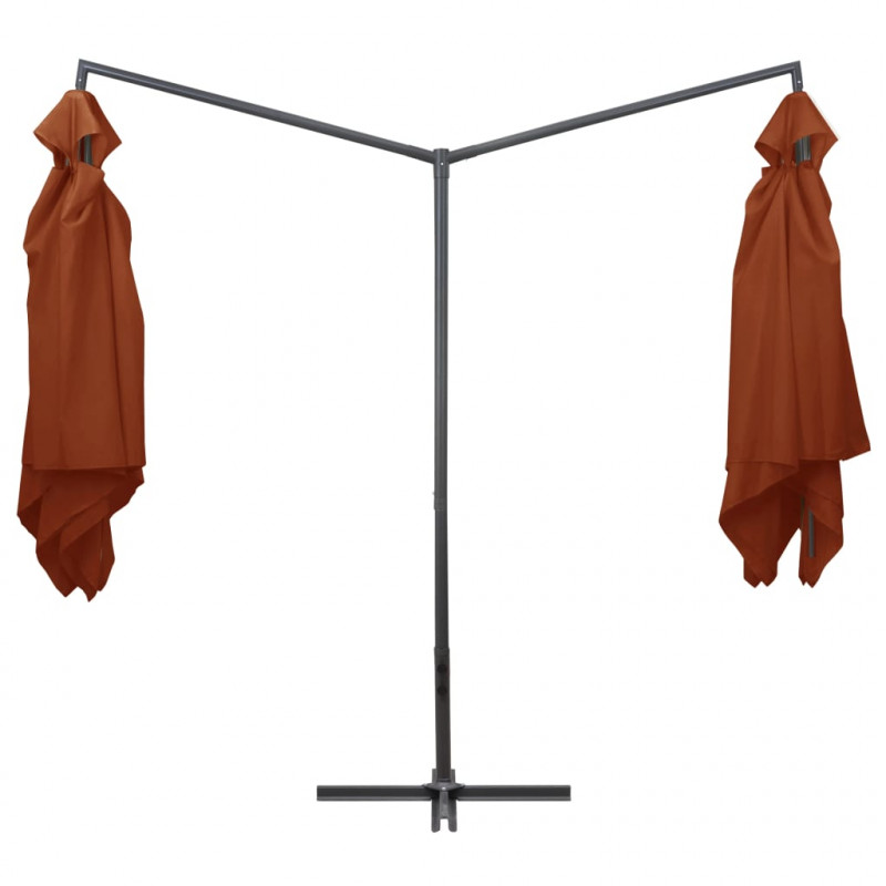 Podwójny parasol na stalowym słupku, 250 x 250 cm, terakota