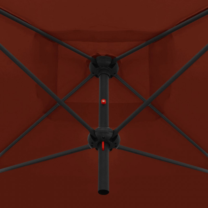 Podwójny parasol na stalowym słupku, 250 x 250 cm, terakota