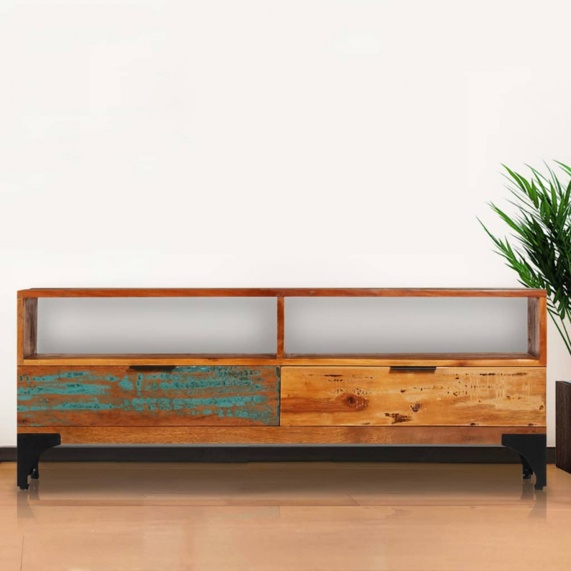 Szafka pod TV, 118x35x45 cm, lite drewno odzyskane
