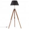 Lampa podłogowa na trójnogu, brązowo-czarna, tek, 141 cm