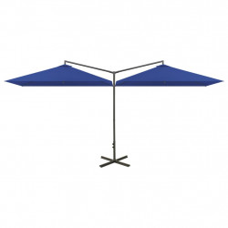 Podwójny parasol ogrodowy, stalowy słupek, niebieski 600x300 cm
