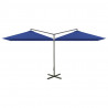 Podwójny parasol ogrodowy, stalowy słupek, niebieski 600x300 cm
