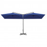 Podwójny parasol ogrodowy, stalowy słupek, niebieski 600x300 cm