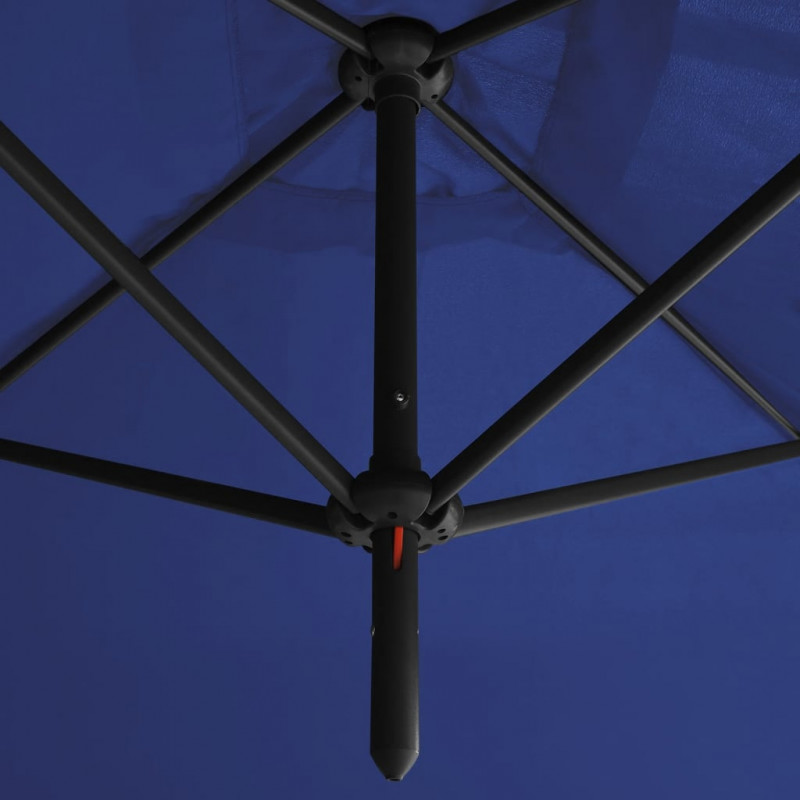 Podwójny parasol ogrodowy, stalowy słupek, niebieski 600x300 cm