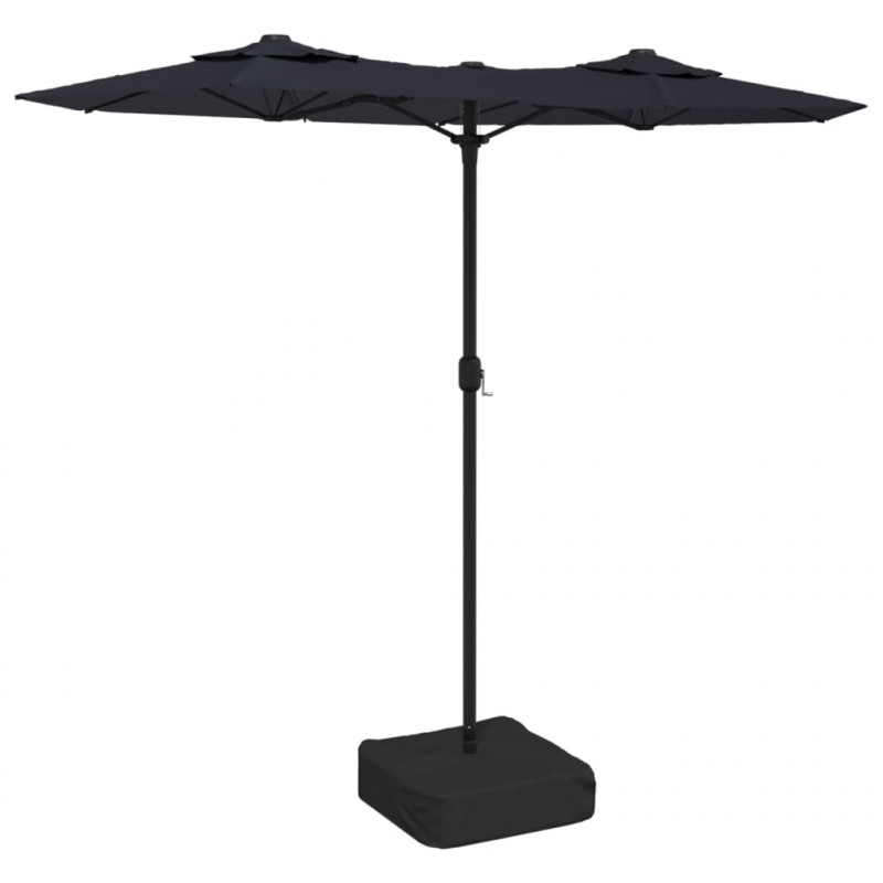 Podwójny parasol ogrodowy z LED, czarny, 316x240 cm