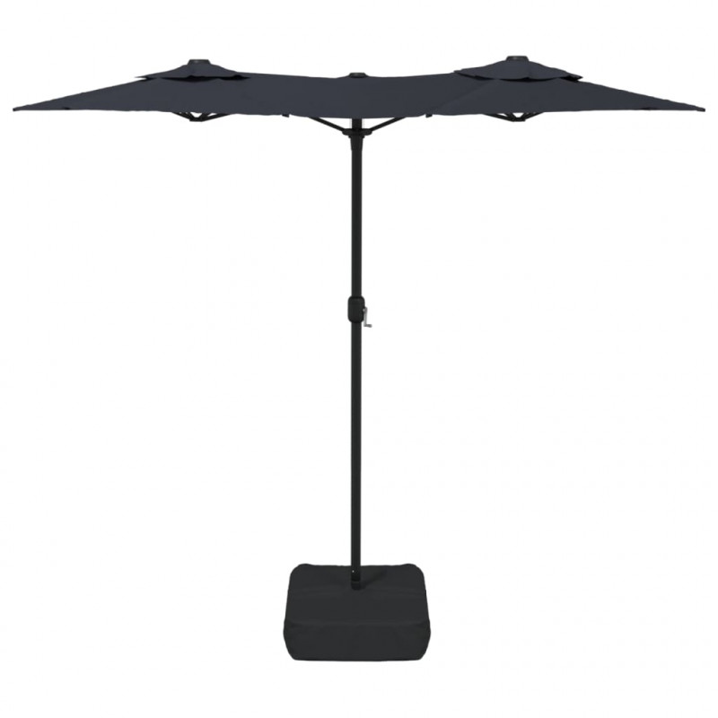 Podwójny parasol ogrodowy z LED, czarny, 316x240 cm