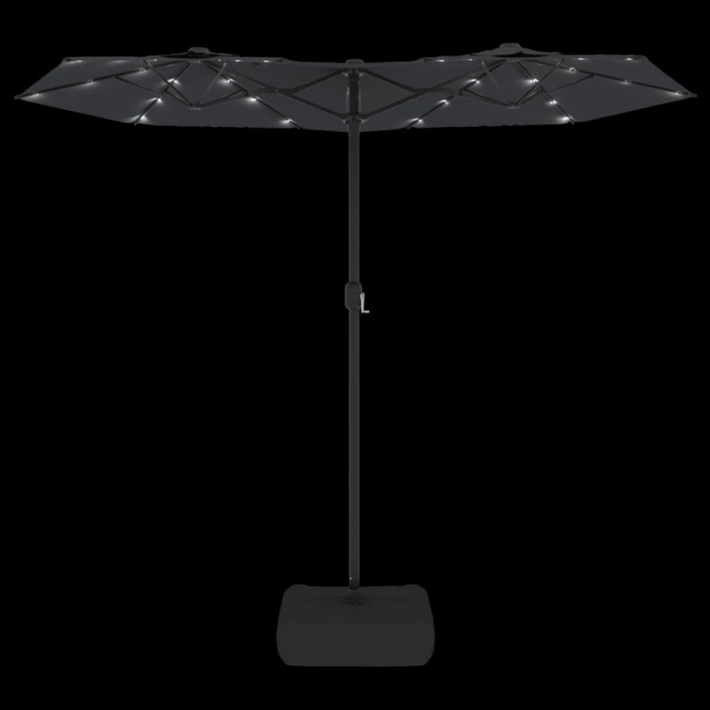 Podwójny parasol ogrodowy z LED, czarny, 316x240 cm