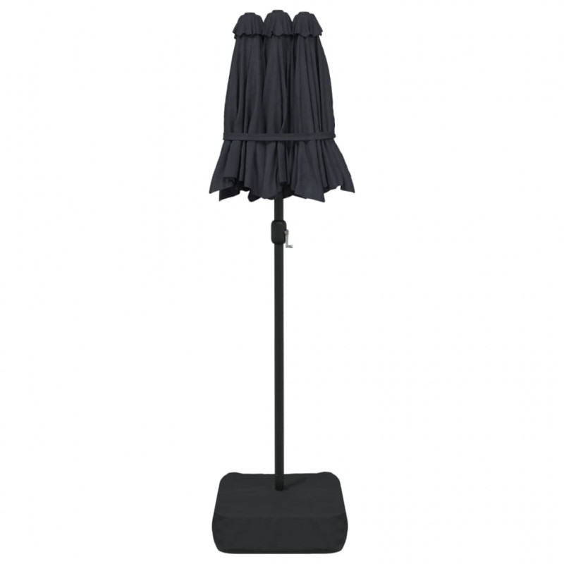 Podwójny parasol ogrodowy z LED, czarny, 316x240 cm