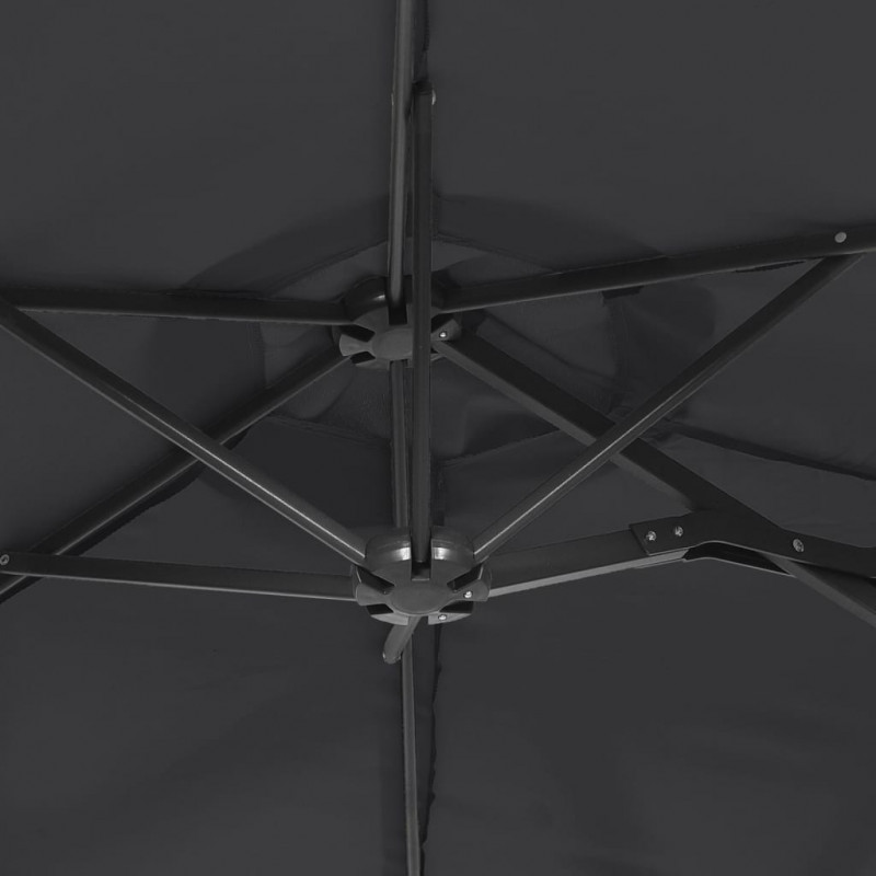 Podwójny parasol ogrodowy z LED, czarny, 316x240 cm