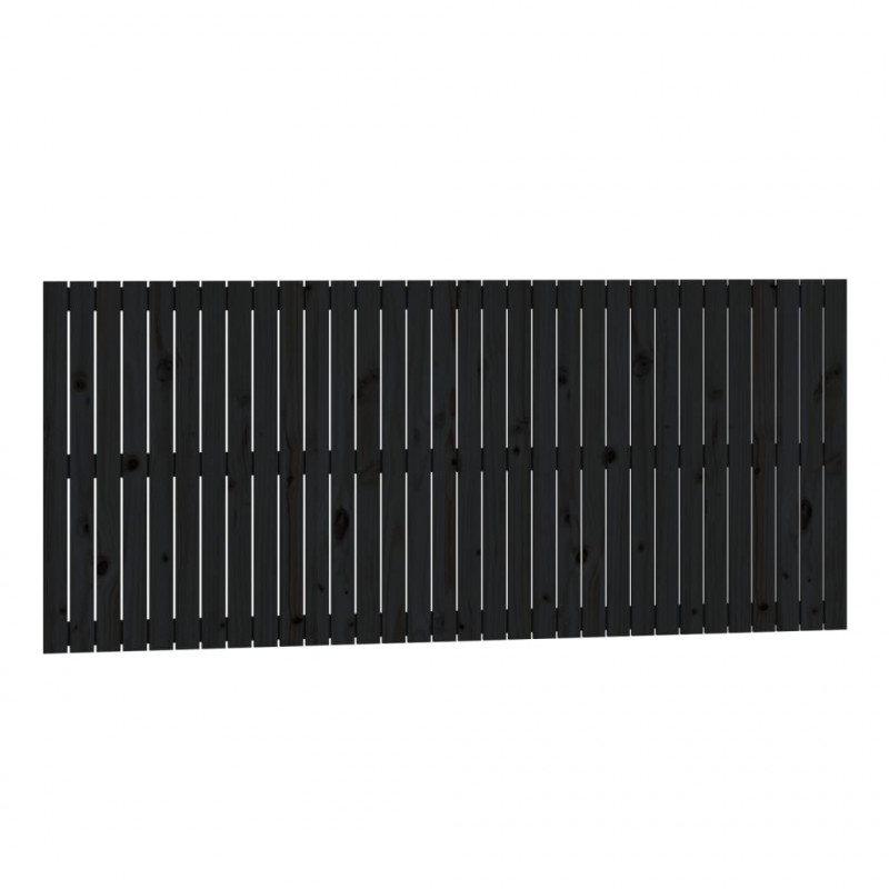 Wezgłowie łóżka, czarne, 204x3x90 cm, lite drewno sosnowe
