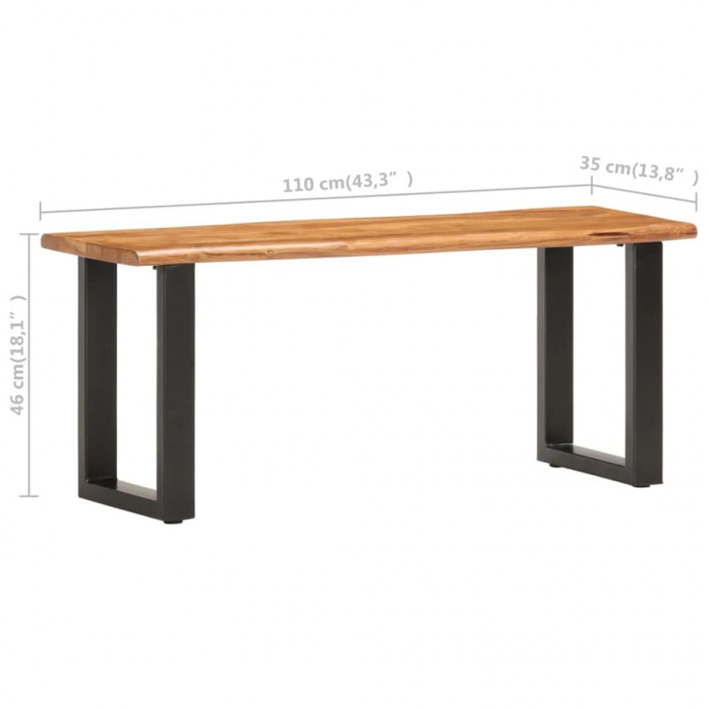 Ławka z naturalną krawędzią, 110 cm, drewno akacjowe i stal