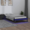 Rama łóżka z LED, szara, 90x190 cm, pojedyncza, lite drewno