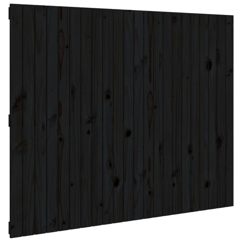 Wezgłowie łóżka, czarne, 140x3x110 cm, lite drewno sosnowe