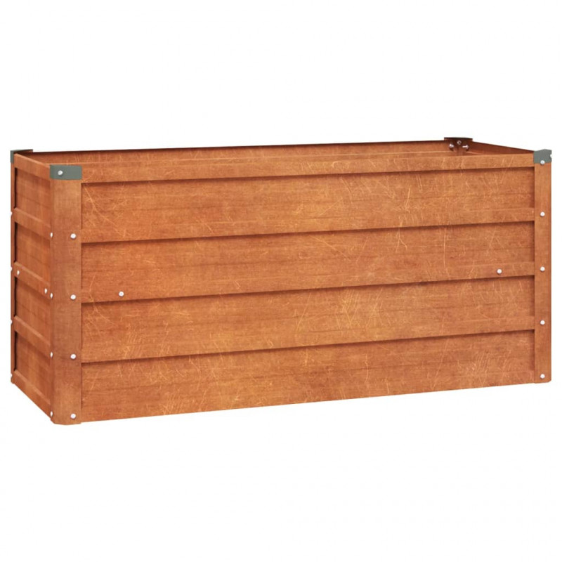 Podwyższona donica, rdzawa, 100x40x45 cm, stal kortenowska