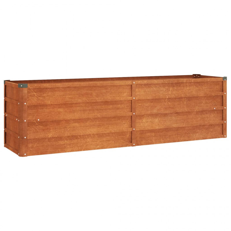 Podwyższona donica, rdzawa, 160x40x45 cm, stal kortenowska