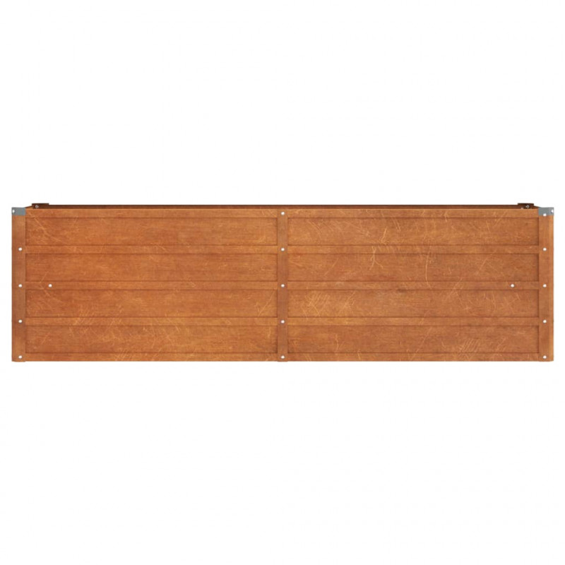 Podwyższona donica, rdzawa, 160x40x45 cm, stal kortenowska