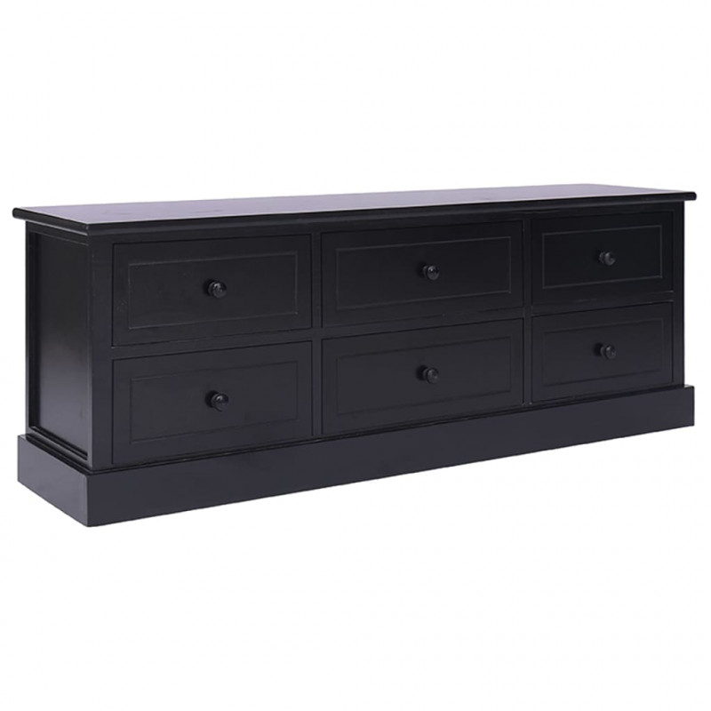 Szafka pod TV, czarna, 108x30x40 cm, drewno paulownia