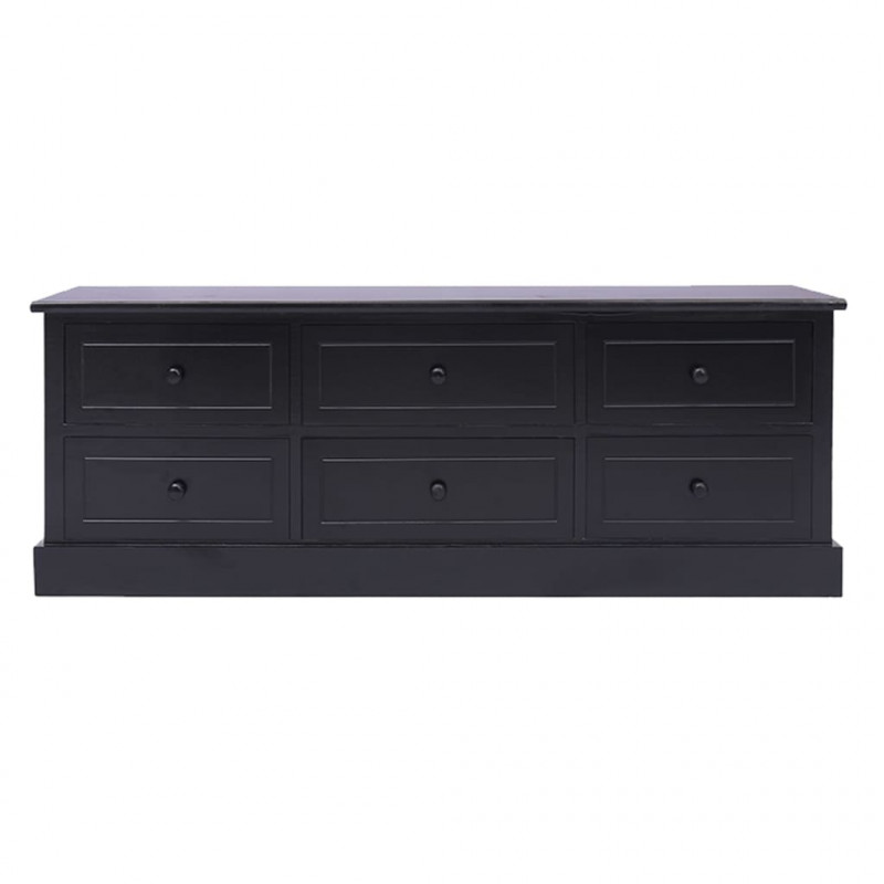 Szafka pod TV, czarna, 108x30x40 cm, drewno paulownia