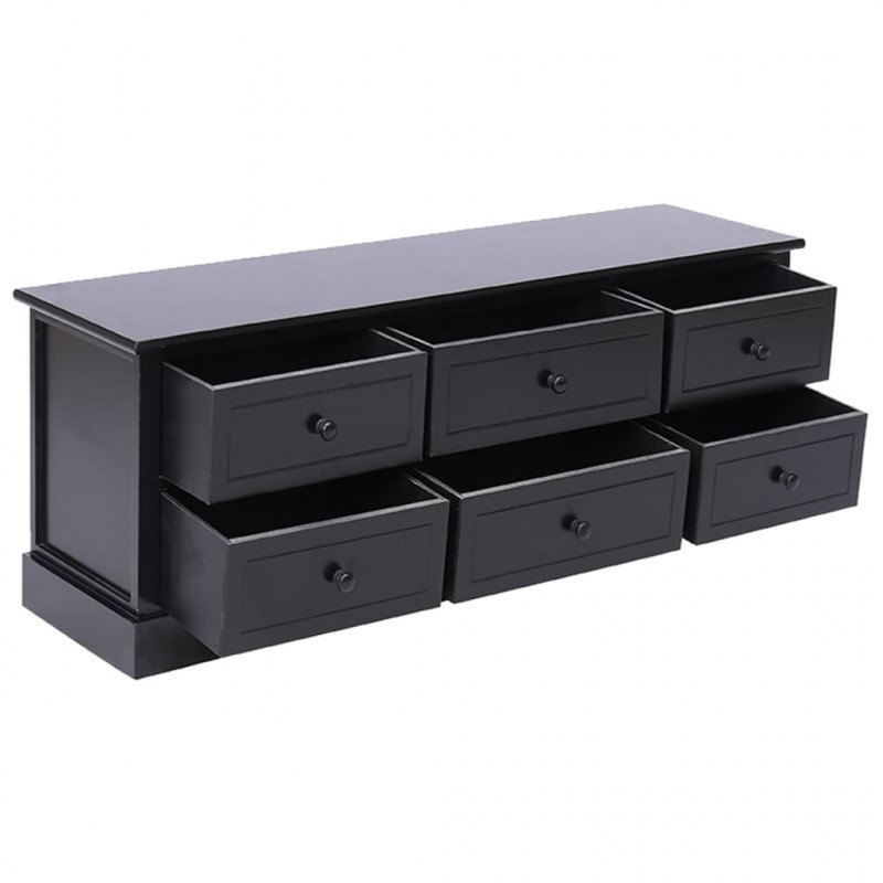 Szafka pod TV, czarna, 108x30x40 cm, drewno paulownia