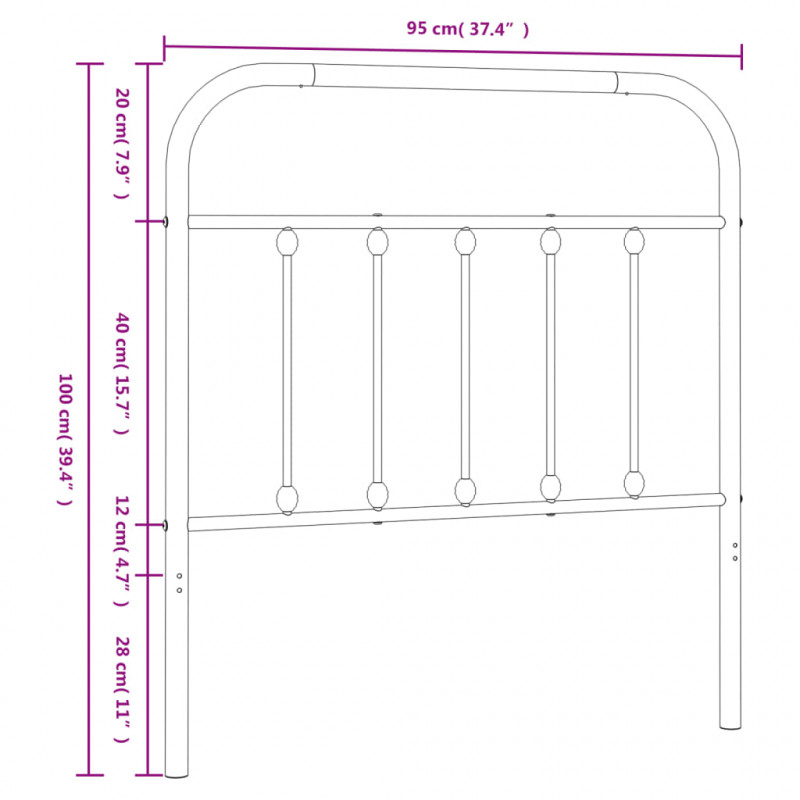 Metalowe wezgłowie, czarne, 90 cm
