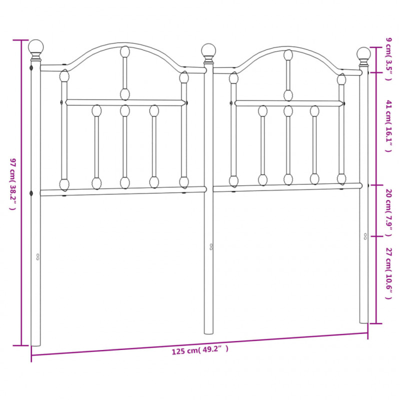 Metalowe wezgłowie, białe, 120 cm