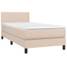 Łóżko kontynentalne, materac i LED cappuccino ekoskóra 90x200cm
