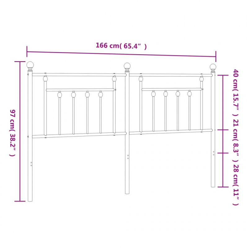 Metalowe wezgłowie, białe, 160 cm