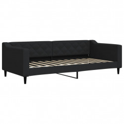 Sofa z funkcją spania, czarna, 90x200 cm, obita tkaniną