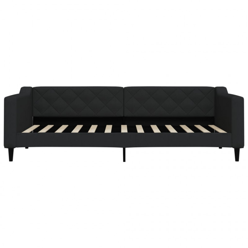 Sofa z funkcją spania, czarna, 90x200 cm, obita tkaniną
